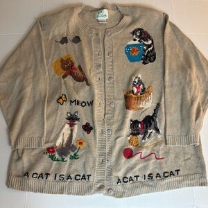 The Quacker Factory A Cat is A Cat Cardigan Sweater